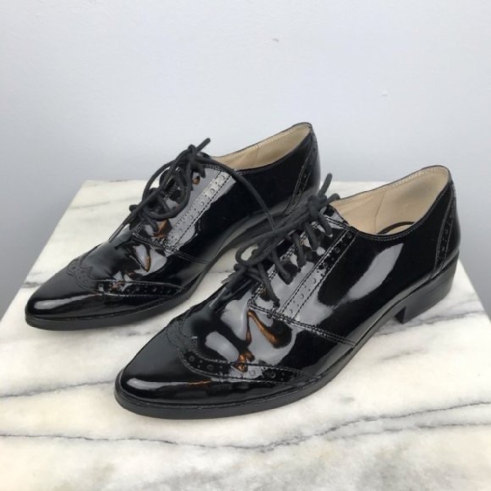 Louise et Cie Black Patent Leather Wingtip Oxfords